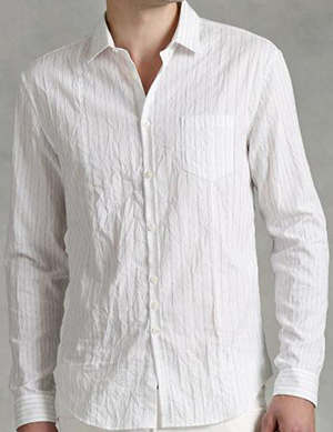 John Varvatos Crinkle Finish Placket Shirt: US$268.