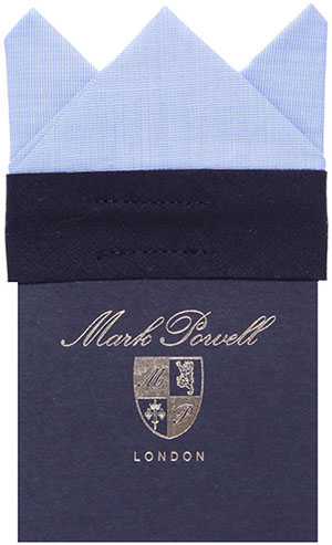 Mark Powell 3 Point Card Hanky Light Blue: £30.