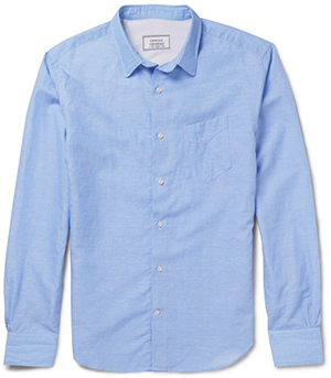 Officine Generale Slub Cotton & Linen Blend Poplin Shirt: US$325.