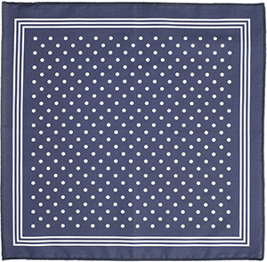 Emmett London navy polka dot print men's pocket square.