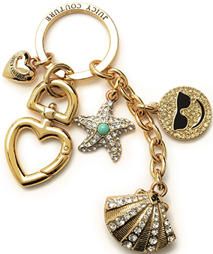 Juicy Couture Pave Shell & Charms Keyfob.