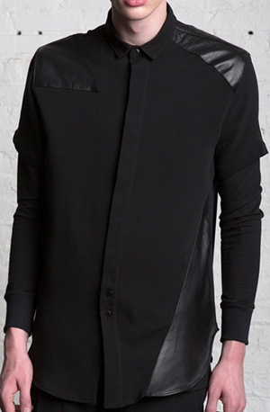 Drifter Willhelm Leather Patch Silk Shirt: US$495.