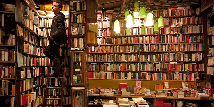 Inside Shakespeare & Company Bookshop, 37 Rue de la Bûcherie, 75005 Paris, France.