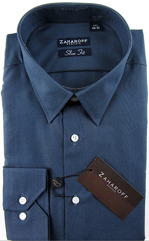 Zaharoff Slim Fit Navy Blue Cotton Dress Shirt: US$130.