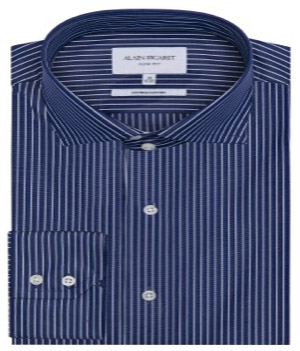 Alain Figaret Slim fit navy-blue stripes poplin dress shirt: €105.