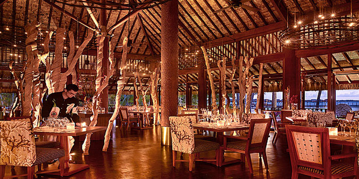 Arii Moana restaurant at the Four Seasons Resort Bora Bora, French Polynesia.