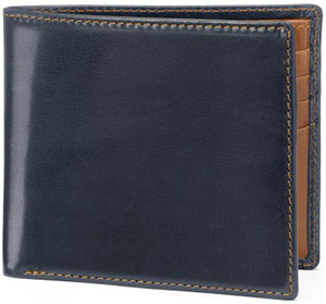 Tusting Harrold Leather Window Wallet in Dark Navy and Tan: £190.