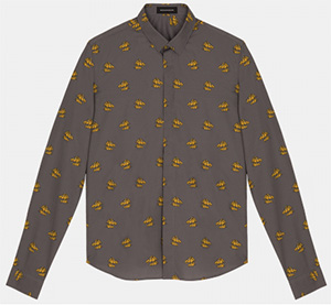 Kris Van Assche Grey Classic Shirt With Yellow Horses Print: €324.