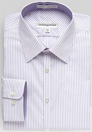 Jhane Barnes Lavender Stripe Slim Fit Dress Shirt: US$20.99.