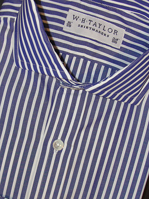 W.H. Taylor Shirtmakers Bespoke Mens Large Navy Stripe White Wide Pinstripe Shirt in Various Options: £62.50.