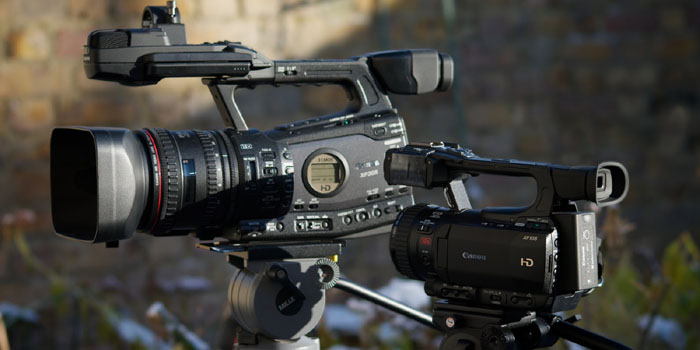 Canon XF305 and XF105 high definition camcorders.