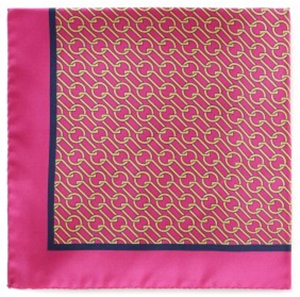 New & Lingwood Chain Link Fuschia/gold Pocket Square: £55.