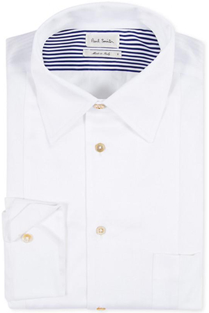 Paul Smith White Piece-Constructed Satin-Front Shirt: £210.