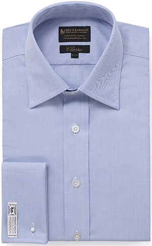 New & Lingwood Sea Island Cotton Double Cuff Pale Blue/white shirt: £250.