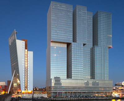 De Rotterdam is a building on the Wilhelminapier in Rotterdam, designed by Rem Koolhaas in 1998.