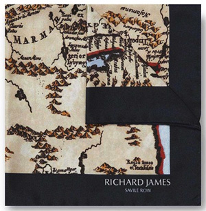 Richard James Navy Desert Map Pocket Square: £50.