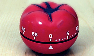 Pomodoro Technique. A 'pomodoro' kitchen timer, after which the method is named.