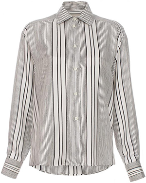 Paul Smith White Hand-Drawn Stripe Oversized Silk Shirt: £525.