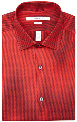 Perry Ellis Slim Fit Tritone Check Dress Shirt: US$24.99.