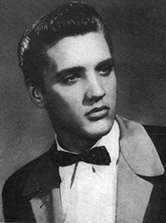 Elvis Presley with a pompadour haircut in the mid-1950s.