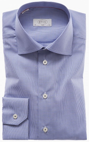 Eton Blue Check Twill shirt: US$255.