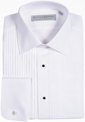 Gieves & Hawkes Classic Fit White Cotton Pleated Front Evening Shirt: £145.