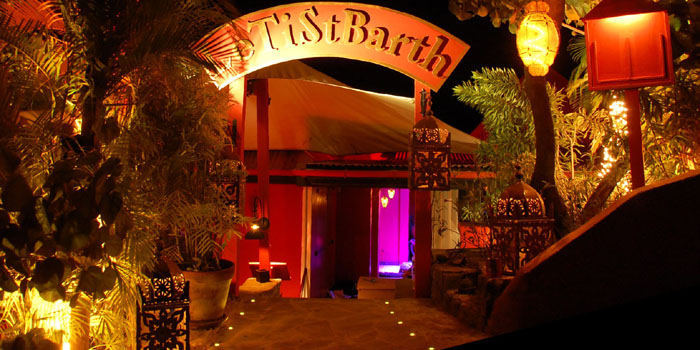 Le Ti St Barth, Pointe Milou, St. Barths, French West Indies - chef-owner Carole Gruson's restaurant, cabaret, tavern, lounge, dancing on top of the tables hot spot.
