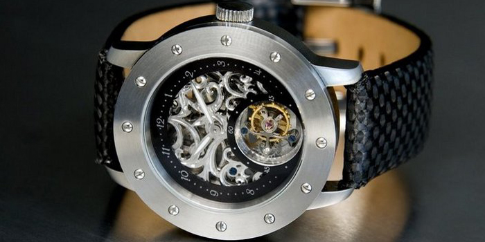 NakedWatch Company Tailored Tourbillon Skeleton Timepiece.