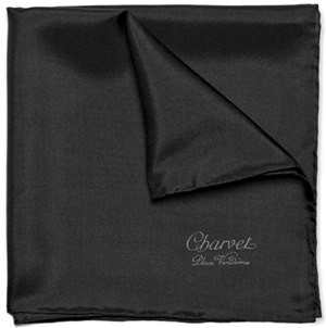 Charvet Black Silk Pocket Square: US$80.