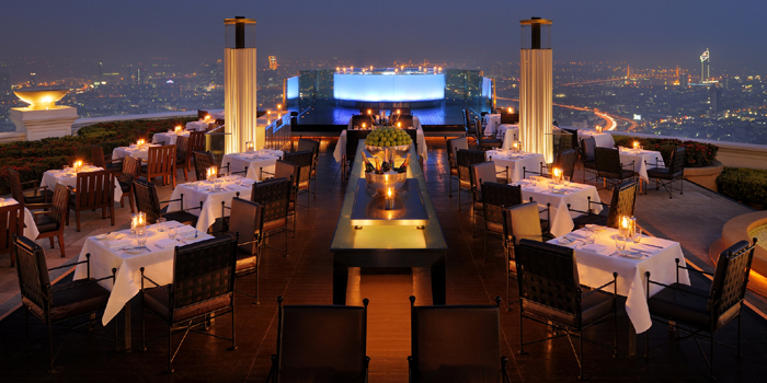 Restaurant Sirocco located on the 63rd floor of The Dome at Lebua Hotel, 1055 Silom Road, Bangkok 10500, Thailand.