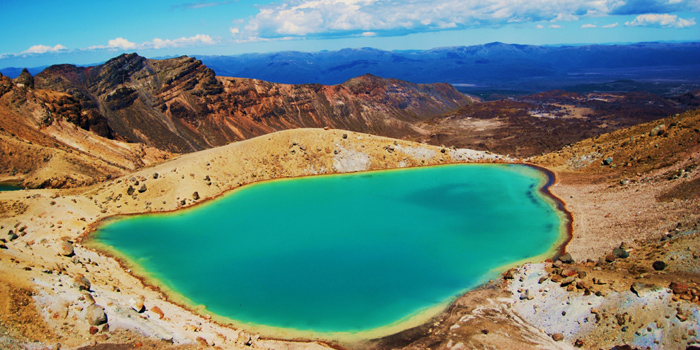 The Emerald Lake at Tongariro National Park, Ruapehu District, New Zealand.