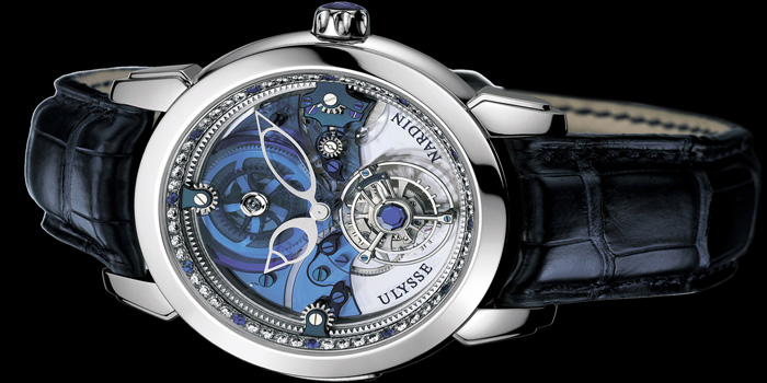 World's Most Expensive Watch #25: Ulysse Nardin Royal Blue Tourbillion watch. Has a platinum case and bracelet and is set with a total of 568 baguette-cut Top Wesselton diamonds (33.8 carats) and 234 baguette-cut royal blue sapphires (16.79 carats). Limited edition: 30 pieces. Price: US$1 million.