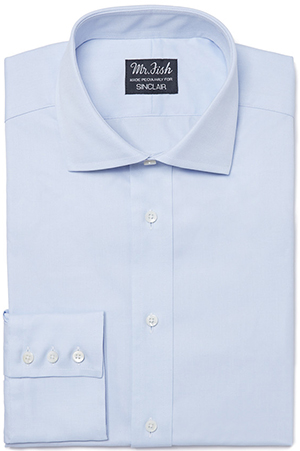 Mason & Sons Mr. Fish X Sinclair Barrel Cuff shirt in blue: £138.