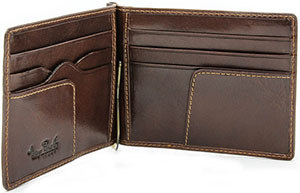 Tony Perotti Italian Bull Leather Executive Spring Tension Credit Card Money Clip Wallet: US$95.