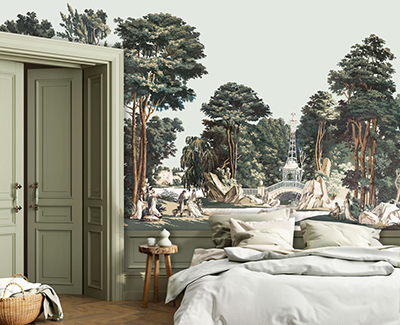 Manufacture Joseph Dufour PANORAMIC WALLPAPER ENGLISH GARDEN PATINATED 1800-1804.