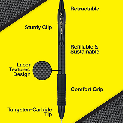 Pilot, G2 Edge Premium Gel Roller Pens, Fine Point 0.7 mm, Black, Pack of 8: US$11.98.