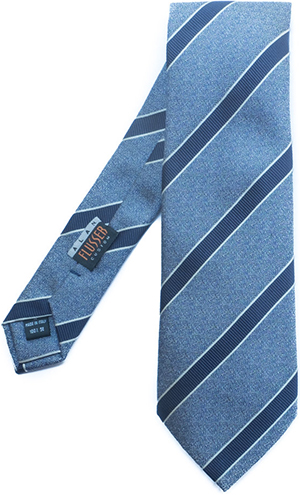 Alan Flusser Silver Blue with Navy Stripe Woven Tie: US$195.