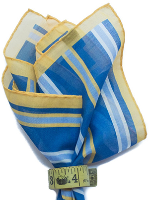 Alan Flusser Blue/Yellow/White Printed Cotton Pocket Square: US$75.