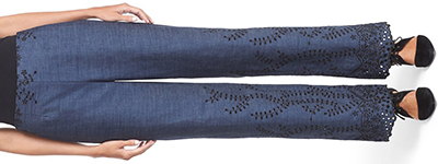 Yigal Azrouël women's Eyelet Embroidered Denim Trousers: US$650.