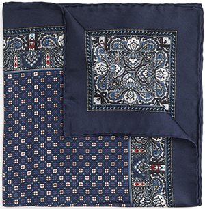 Benson & Clegg Navy Blue Design Silk Pocket Square: £40.