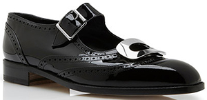Manolo Blahnik Scot Black Patent Silver Hardware Detailed Buckled Shoes: US$955.