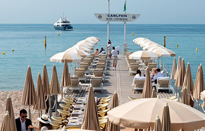 InterContinental Carlton Cannes, Seaside Beach, 58 Boulevard de la Croisette.