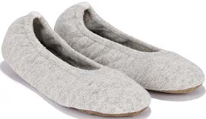 The White Company Cashmere Contrast Ballet Slipper - Pale Grey Marl: £30.