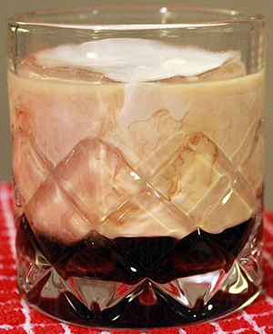 Unmixed White Russian cocktail.