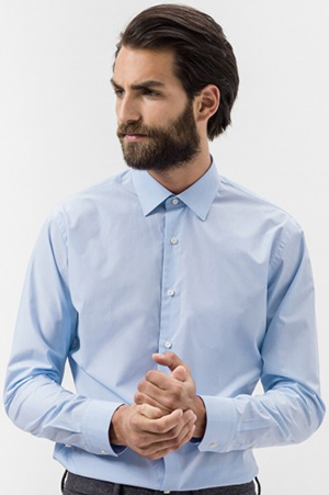 Figaret Paris Luxury Contemporary Fit light blue checks 140/2 poplin men's shirt: €185.