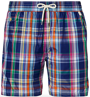 Ralph Lauren 5¾-inch plaid men's swim trunk: US$75.