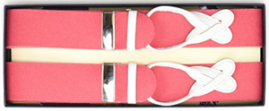 New & Lingwood Boxcloth White Leather End Pink Braces: US$175.