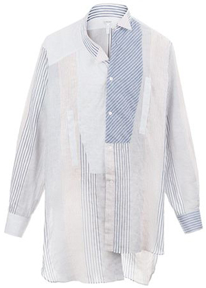 Loewe Asymetric men's Shirt Patchwork White/Navy/Red; US$990.