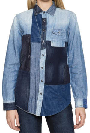 Prps Patchwork Button Front Denim women's Shirt: US$350.