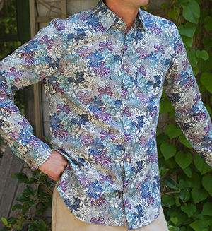 Sailor Rose 4th Street men's shirt in Liberty Grey Mauvey Print: US$180.